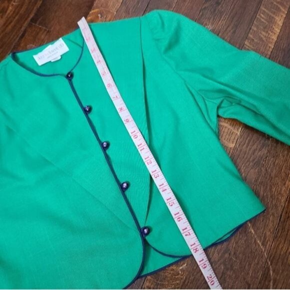 NWT Deadstock Vintage 80s Bright Green Cropped Puff Sleeve Blazer - Picture 13 of 16